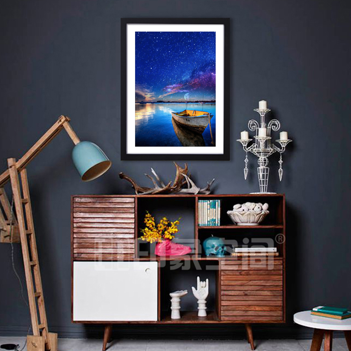 A3 Wooden Photo Frame Wall Art Print Home Decor Multi Pattern Framed