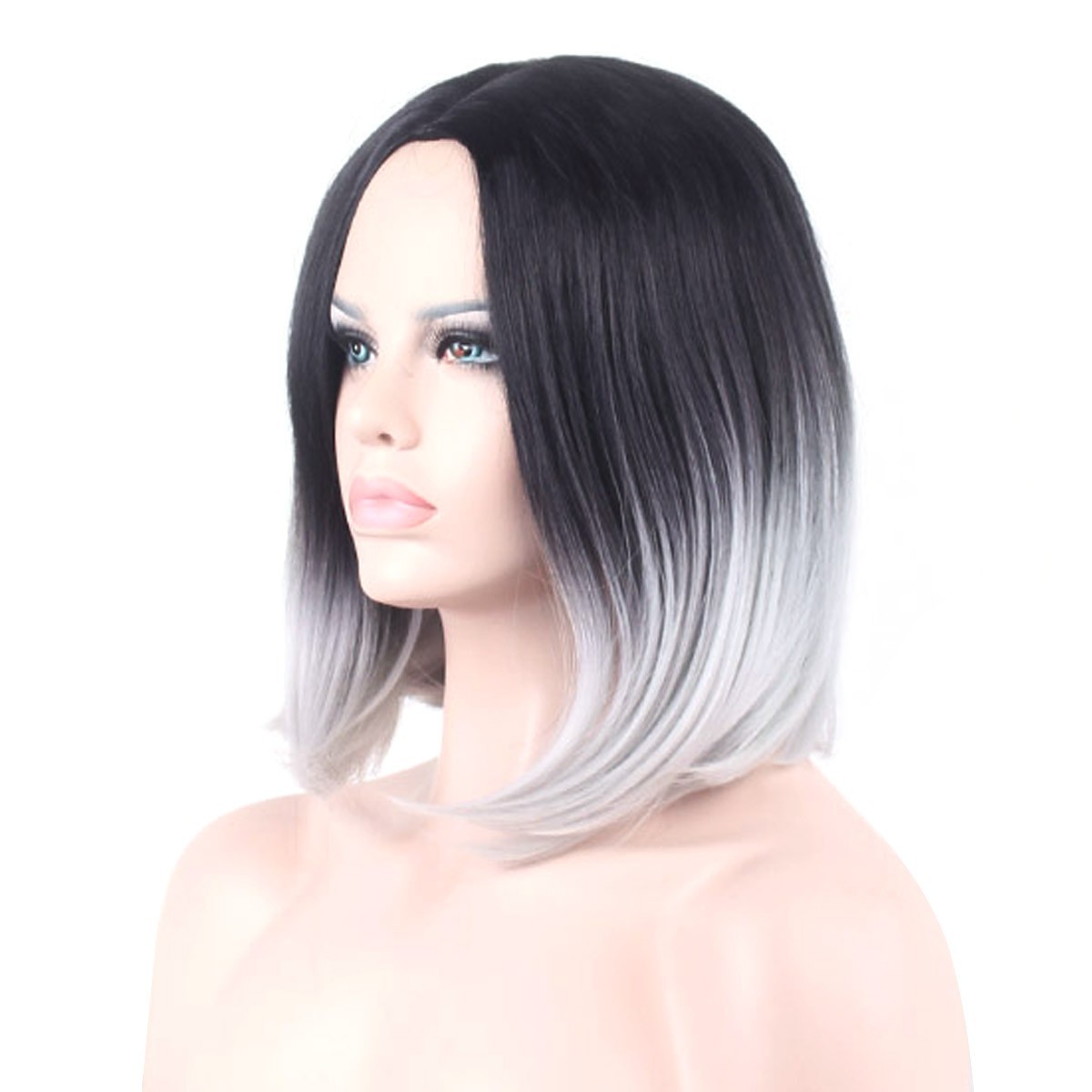 Ombre 35cm Bob Style Wigs Straight Dark Root Shoulder Length Bob