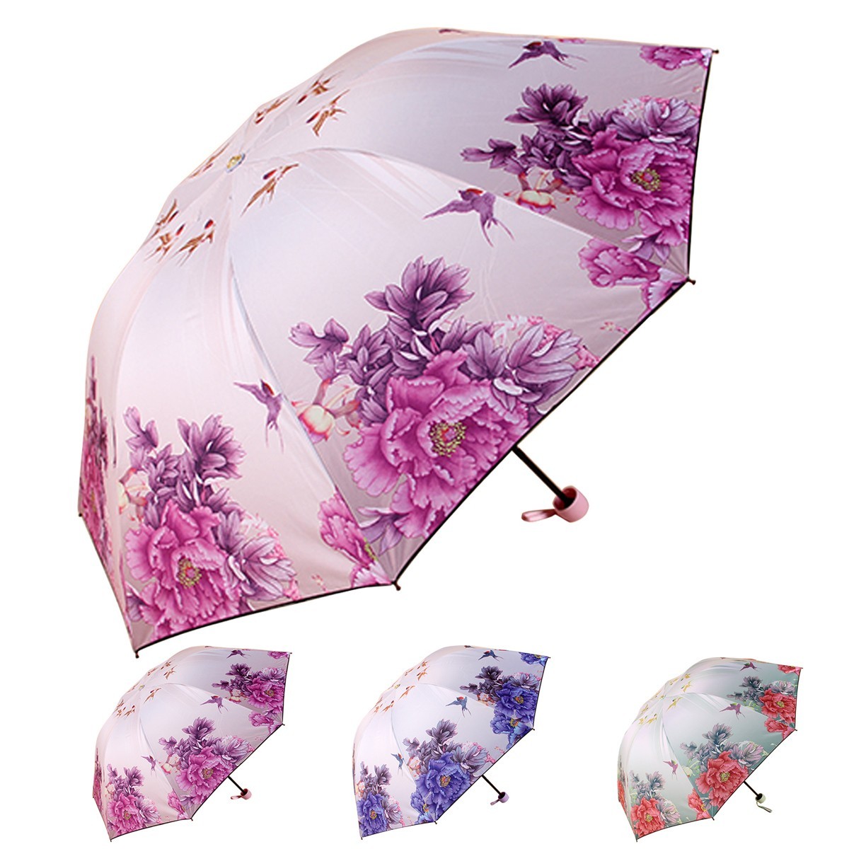 New Floral Compact Folding Anti UV/Rain Daisy Women Lady Parasol Sun